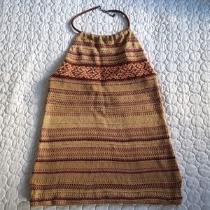 NEW Lauren Ralph Lauren Fair Isle Knitted Halter Sweater Tank with Leather